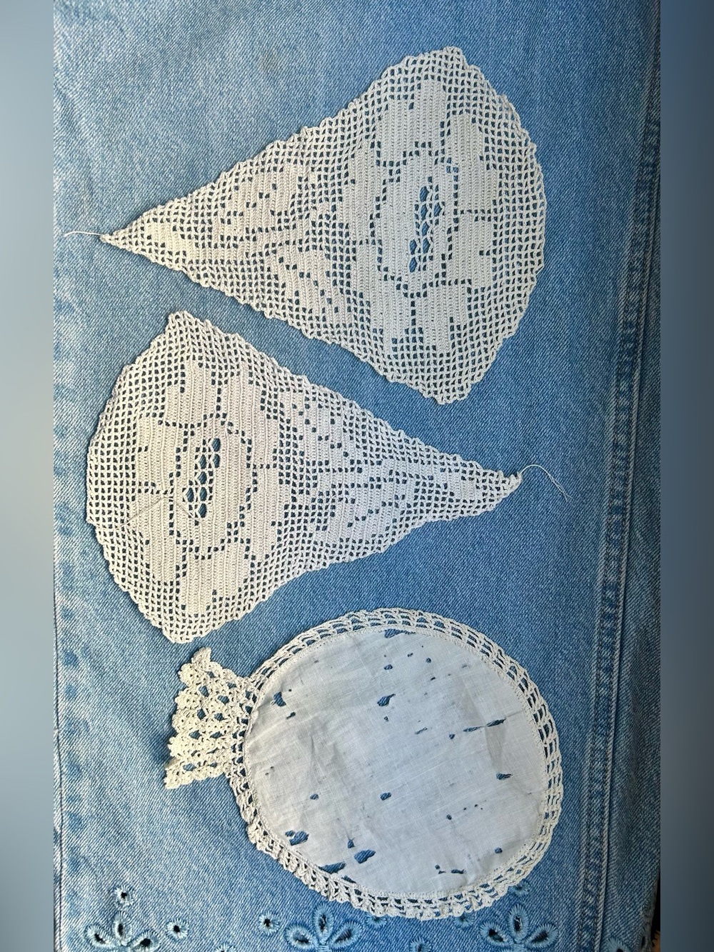 3 pieces of vintage crochet work
